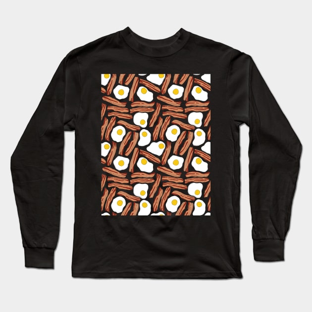 Bacon and Eggs Pattern Long Sleeve T-Shirt by StephReyns